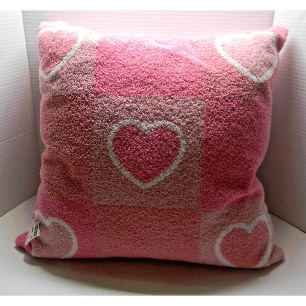 Valentine Throw Pillow Pink Hearts 18 x 18 inches New Unused